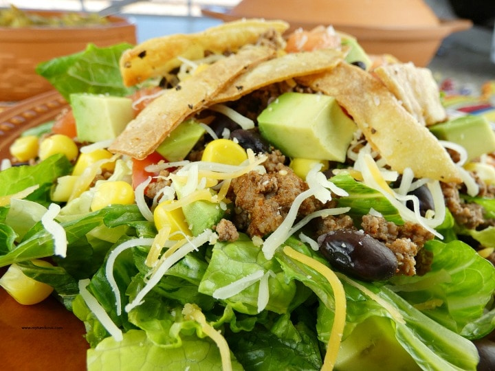 Skinny Taco Salad Plate with Baked Tortilla Strips - My Turn for Us