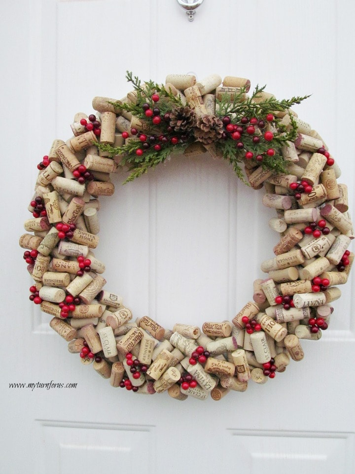 DIY Christmas Wine Cork Wreath - My Turn for Us