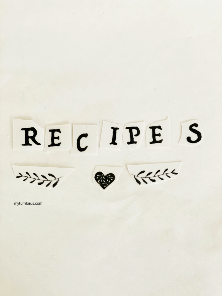 Laying out the letters "Recipes" and the design