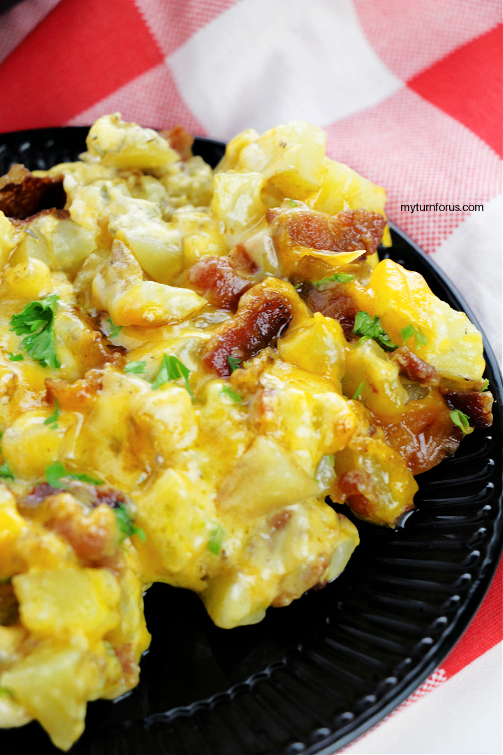 Cheesy Skillet Potatoes - Onion Rings & Things