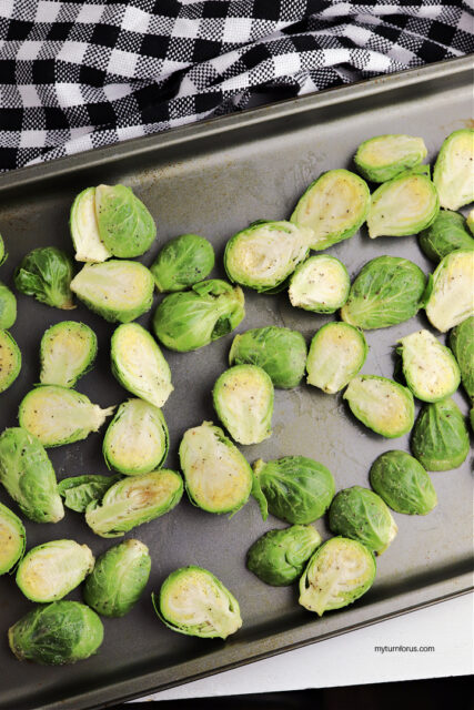 Sheet Pan Brussel Sprouts and Bacon - My Turn for Us