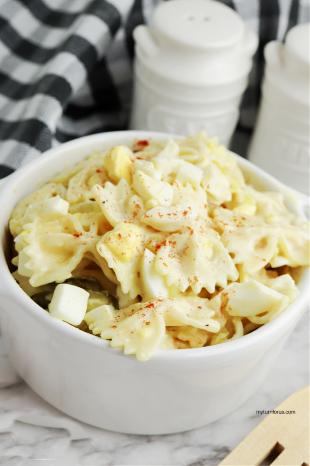 Deviled Egg Salad with Pasta - My Turn for Us