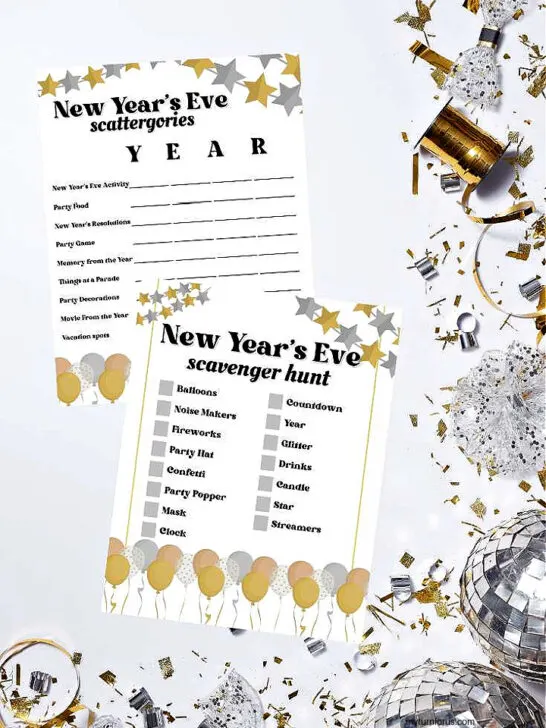 New Year's Eve printable games, new years eve scavenger hunt