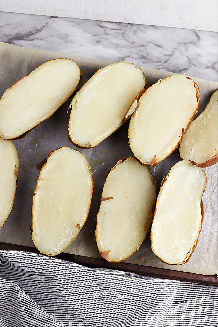 Baked Potatoes cut in half