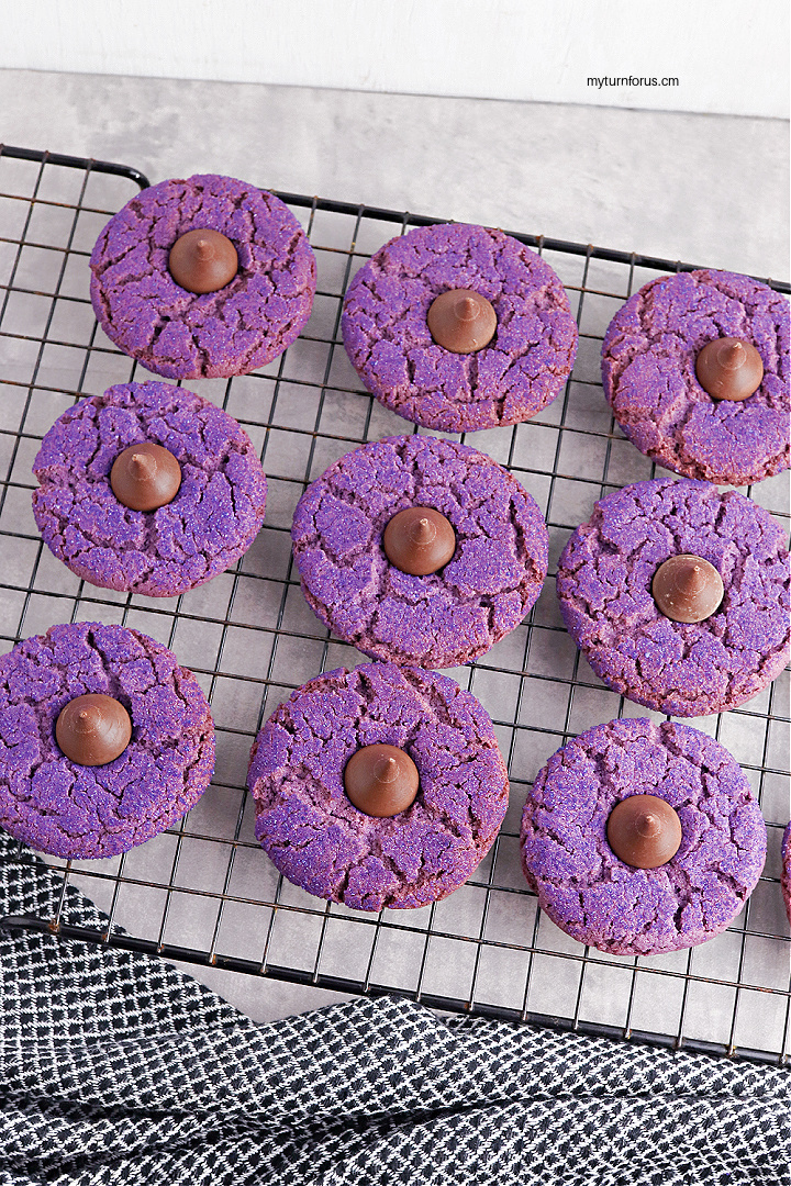 purple halloween cookies with kisses