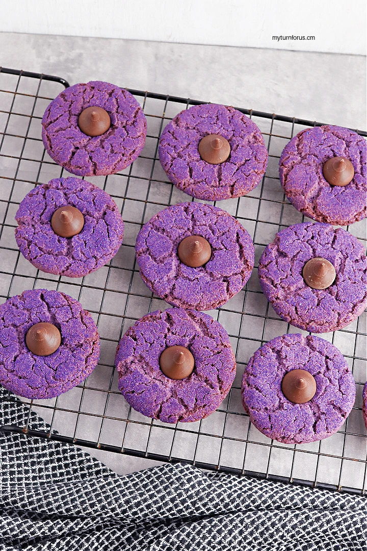 purple halloween cookies with kisses